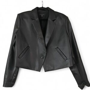 Vegan Leather Cropped Blazer